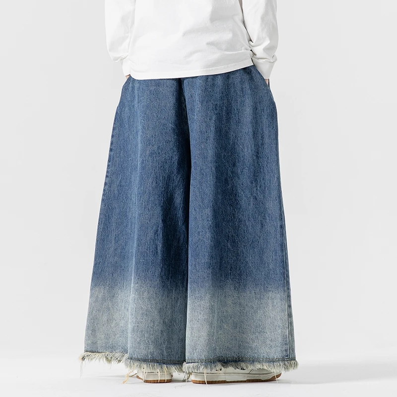 Autumn Winter Men's Denim Wide Leg Pants Hip Hop Loose Straight Jeans Casual Trouser Streetwear Plus Size denim pants denim trousers