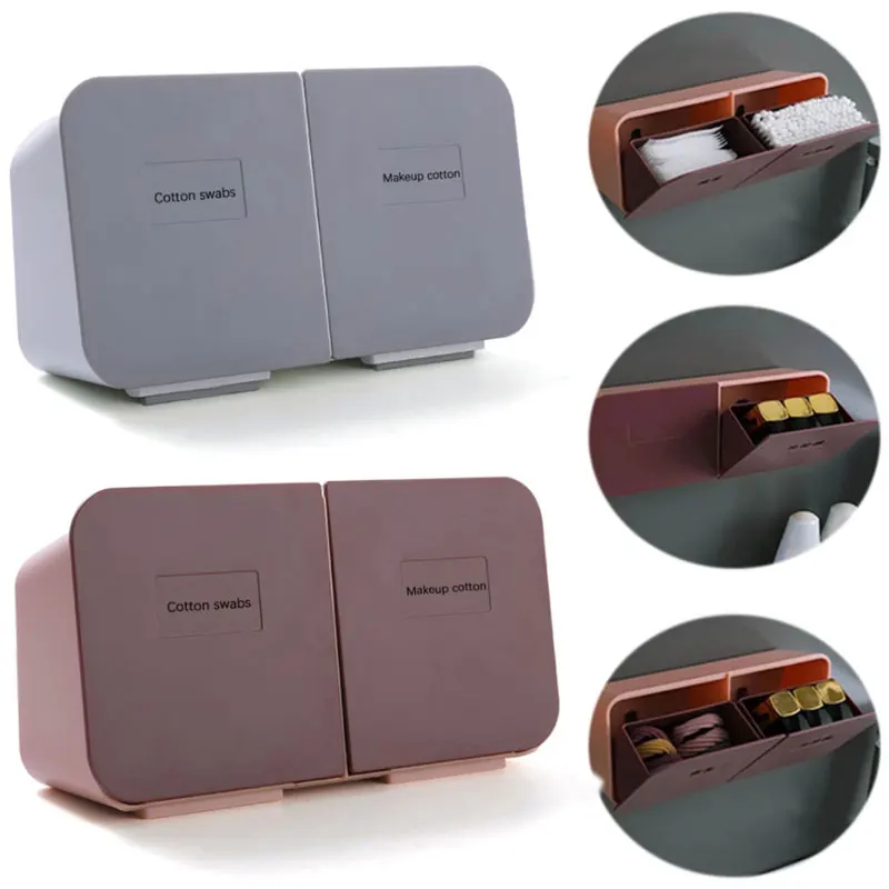 

Wall-mounted Bathroom Organizer Dustproof Cotton Pads Storage Swab Holder Tampon Container Cotton Swab Holder Cosmetic Box