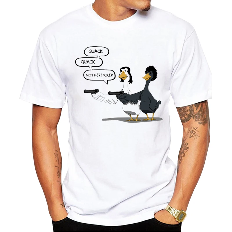 

TEEHUB Hot Sales Fashion Duck Fiction Men T-Shirt Funny Duck With Gun Printed Tee Short Sleeve Casual Tshirts Hipster Tee