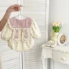 4071 Baby Clothes 2024 New Autumn Cute Rabbit Ears Girl Baby One Piece Clothes Long Sleeve Climbing Clothes. 3
