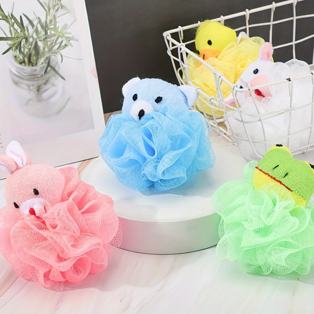 Bad Sponzen Dier Kids Loofah Bad Poef Mesh Dier Speelgoed Bad Spons Kleurrijke Cartoon Lichaam Scrubber Ballen Douche Mesh Voor Kinderen