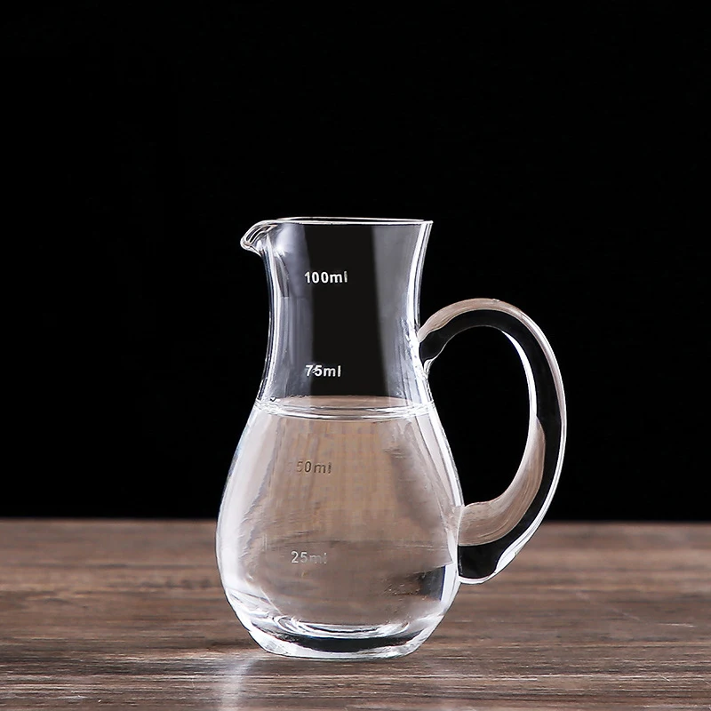 100ml Small Glass Jug with Scale Transparent Pot Hotel KTV Baijiu Dispenser Foreign Wine Red Wine Decanter Household Restaurant