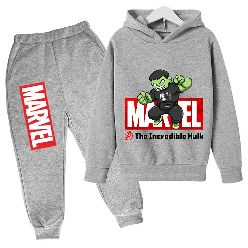 Marvel Q-Edition 헐크 후드티 및 바지 듀오, 재미있고 패셔너블한 면 의상, 어린이 캐주얼 데이즈