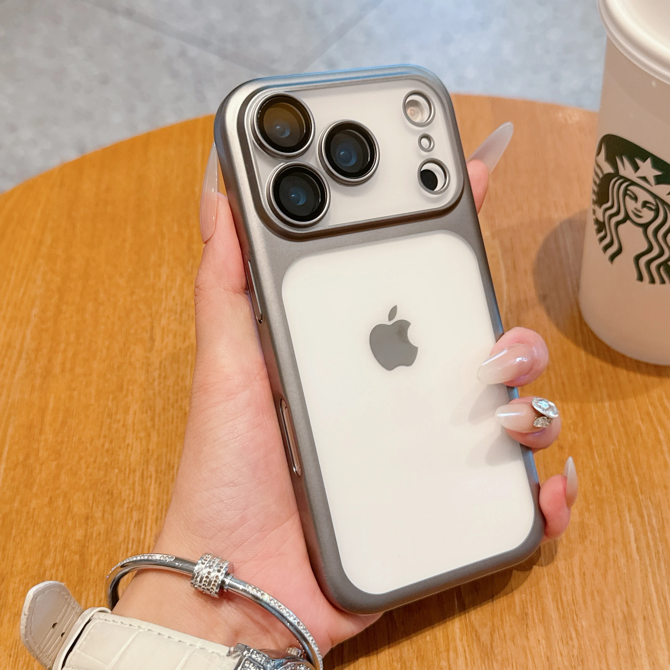 Transparent iPhone 17 Case - Hard Clear Cover with Plating Frame  Lens Film Protection