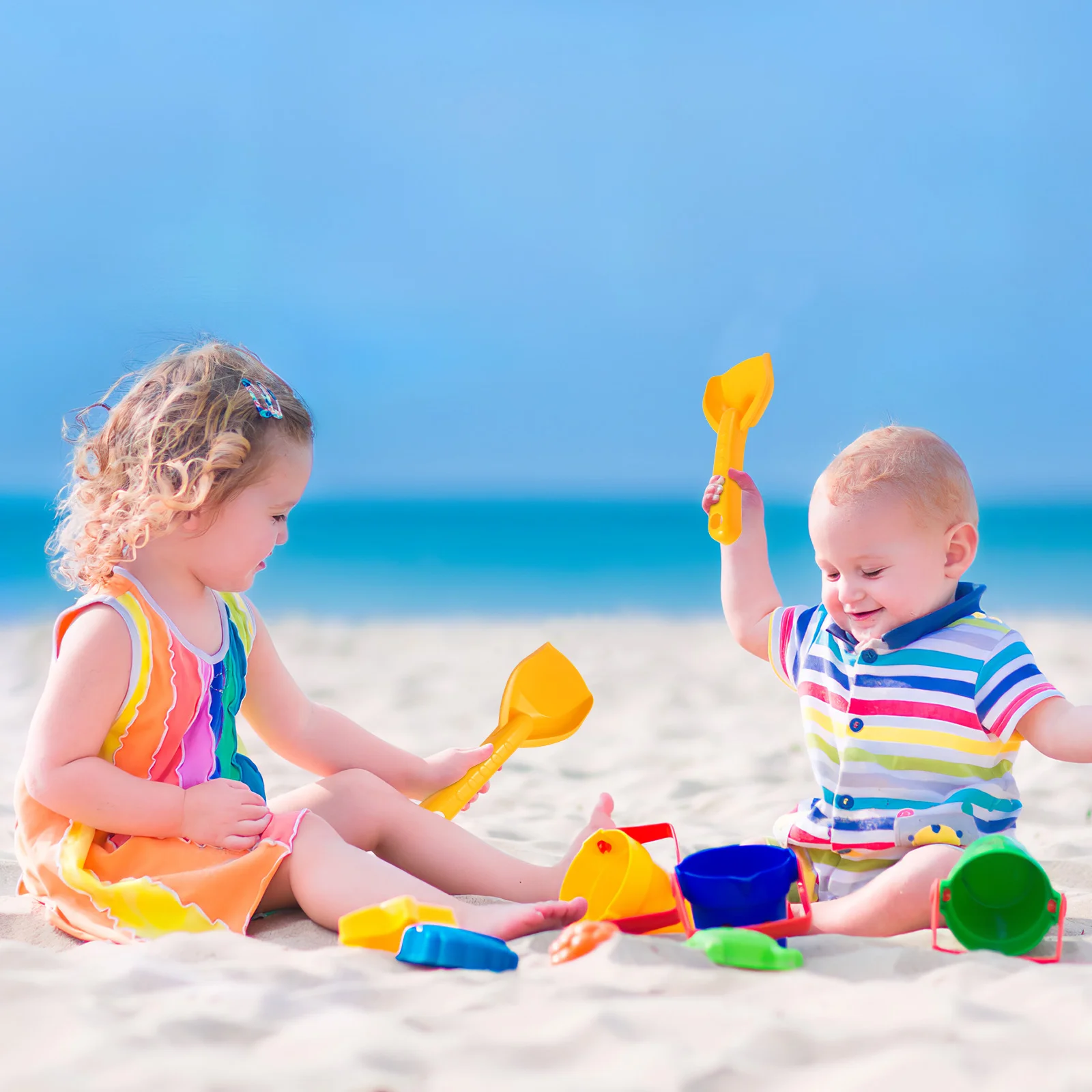 8Pcs Beach Sand Shovels Kids Plaything Gardening Digging Toys (Yellow) sand shovels for kids kids snow 5