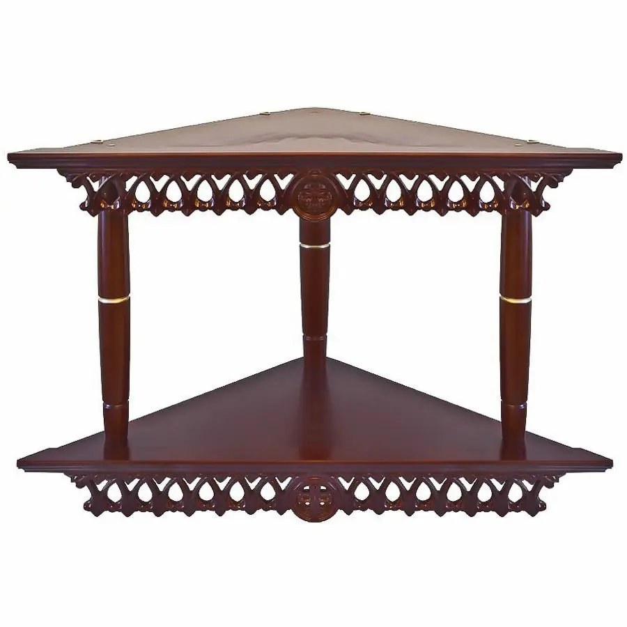 Shelf for icons wooden bunk corner with carved pattern color Cherry reach фронтона 50 cm shelf |