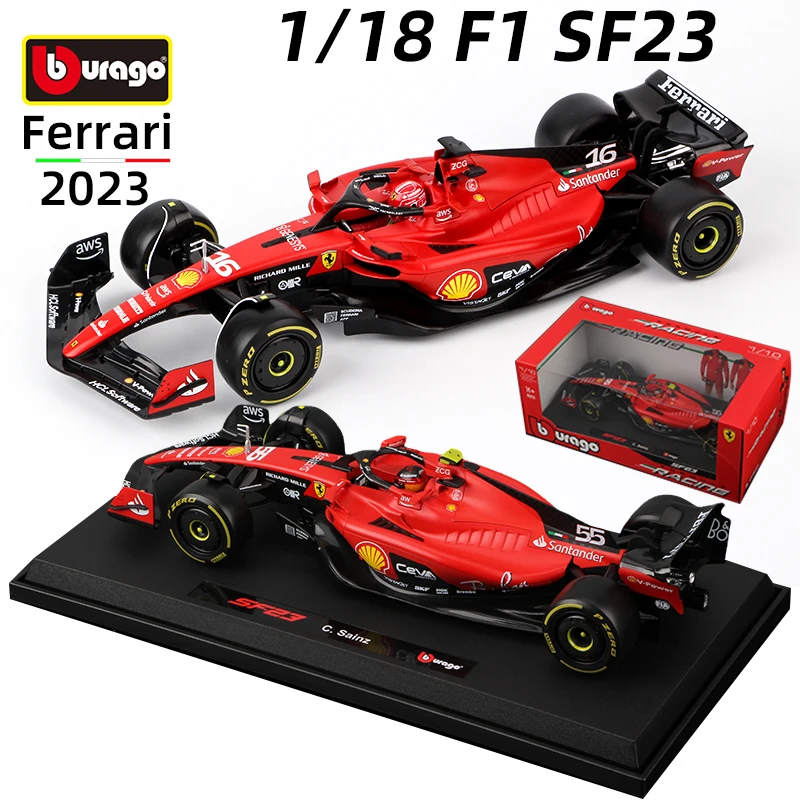 

Bburago 1:18 Ferrari SF23 F1 Car Model 2023 Formula Racing Large Size Special Edition #16 Charles Leclerc Alloy Diecast Toy