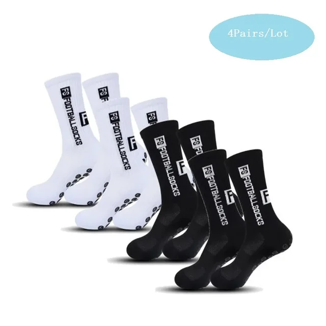 4/1Pair New Style FS Football Socks Round Silicone Suction Cup Grip Anti Slip Soccer Socks Sports Men Women Baseball Rugby Sock 2