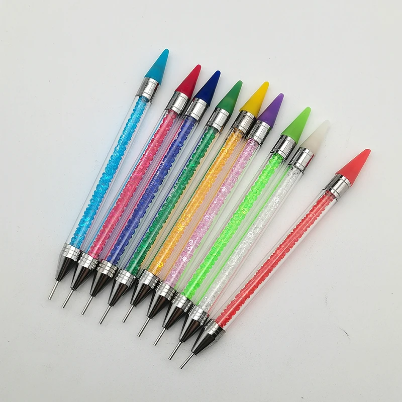Dual Head Rhinestones Pick Tool Acrylic Metal Dotting Wax Pen Rhinestones Gem Picker Crystal Picking Nail Art Studs Dotter 1Pc