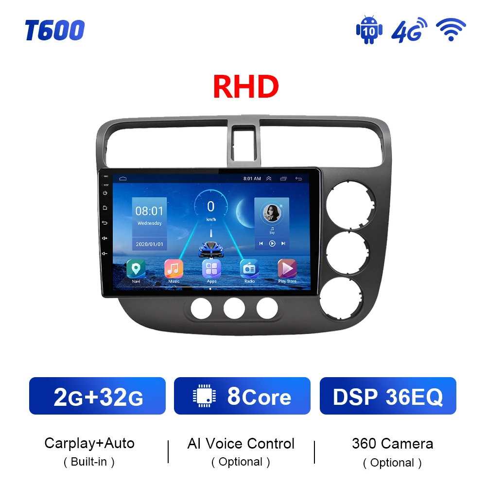 EKIY T900 For Honda CIVIC 2000 2001 - 2006 Car Radio Multimedia Video Player Navigation GPS Stereo Auto Android BT No 2 DIN 2din best buy car stereo Car Multimedia Players