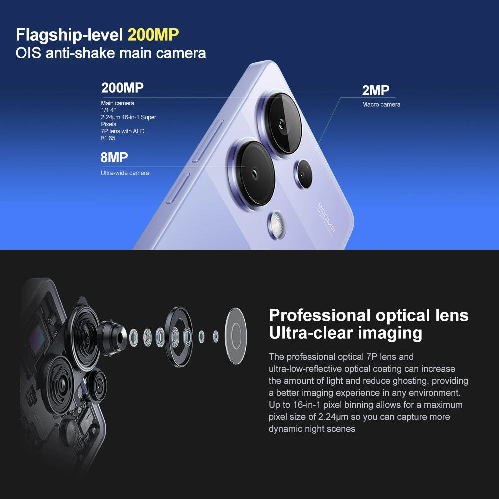 Global Version Xiaomi Redmi Note 13 Pro 4G Smartphone MediaTek Helio G99-Ultra 200MP Camera 120Hz 6.67\