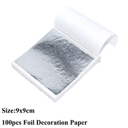 Imitation Gold Silver Copper Foil Sheets for DIY Crafts and Home Decoration - 100pcs (Silver)