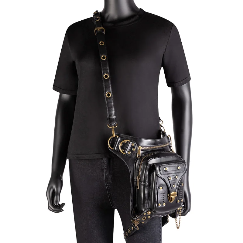 Chikage Steampunk Vintage Biker Bag borsa monospalla da donna borsa a tracolla multifunzione Y2K Style Punk marsupio