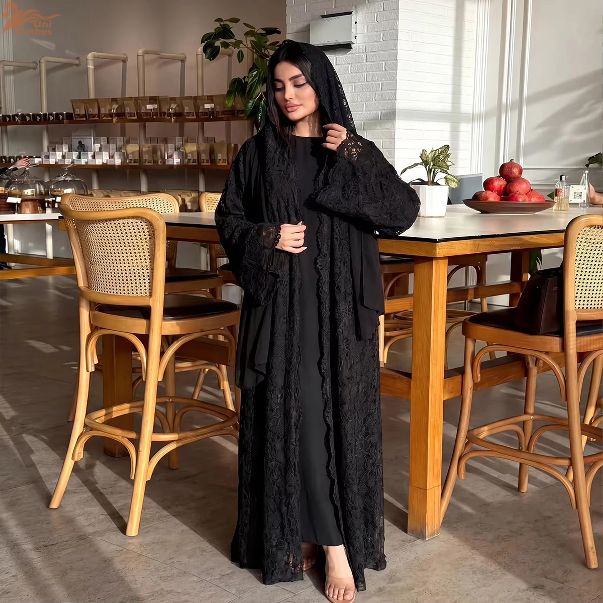 Zahraa 2026 Abaya Modest New Front Open Abaya Lace Abaya With Lining Women's Dresses Abaya Cardigan for Eid Ramadan 2