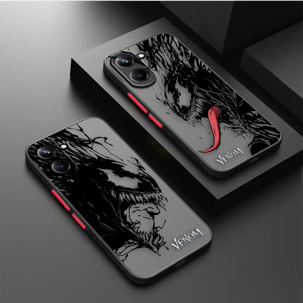 

Matte Phone Case for OPPO Realme 11 10 9 9I 8 8I 7 7I 6 5 FIND X3 X5 R15 R17 PRO 4G 5G Case Funda Capa Shell Marvel Black VENOM