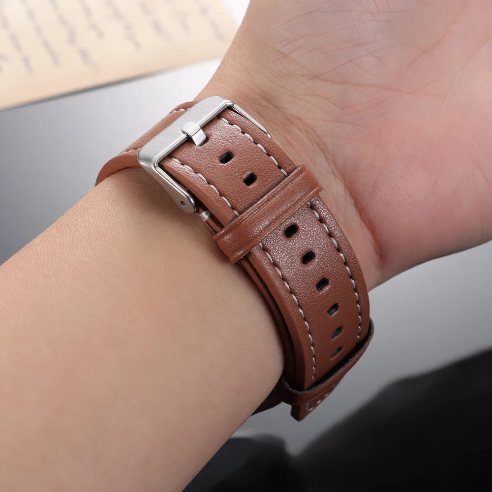 Premium Leather Quick Release Watch Band Straps with Pin Buckle - Black, Brown, White, Grey
