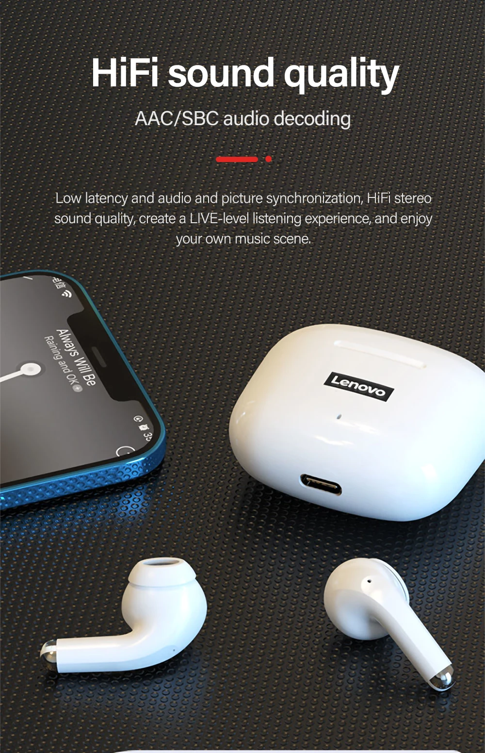 Original Lenovo LP40 Pro TWS Earphones Wireless Bluetooth 5.1 Sport Noise Reduction Headphones Touch Control 250mAH 2022 New