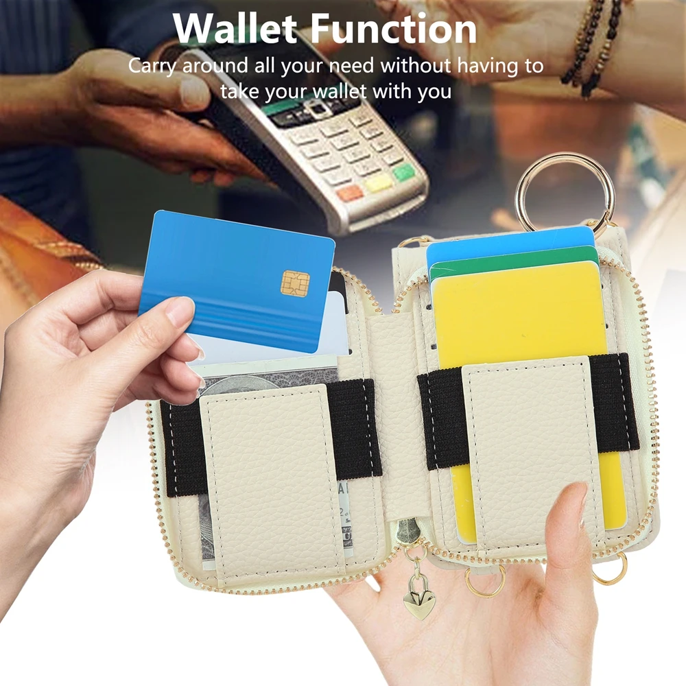 Leather Crossbody Zipper Wallet Phone Case with Lanyard and Card Pocket