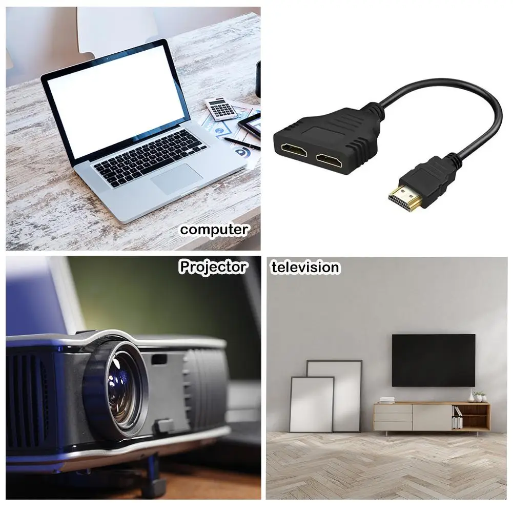 4K HDMI 스플리터 1입력 2출력 2.0 어댑터 케이블 남성용 듀얼 여성용 Y 스플리터 노트북 TV 모니터 Xbox UHD 1080P용