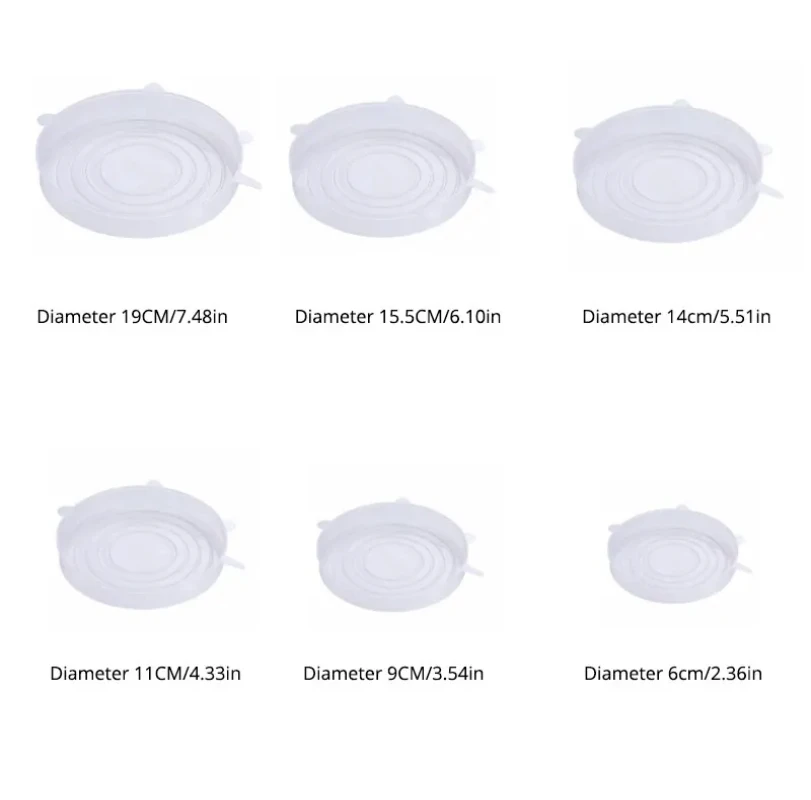 MOZHOU Transparent Silicone Kitchen 6Pc/Set Utensils Fresh-keeping Stretch Universal Bowl Cover Refrigerator kitchen accessories