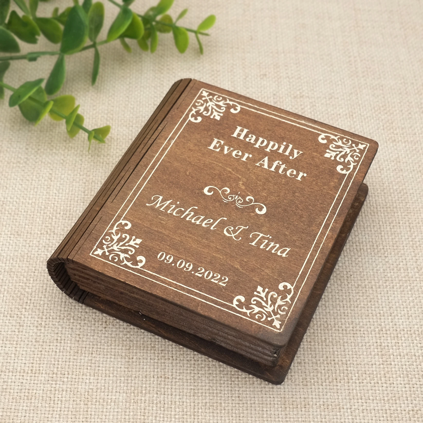 Personalized Wedding Rings Box Custom Wedding Rings Bearer Pillow Rustic Wooden Book Box Engagement Ring Holder Wedding Decor personalized hexagon ring bearer box wedding glass ring box decoration engagement box geometric jewelry storage box propose gift