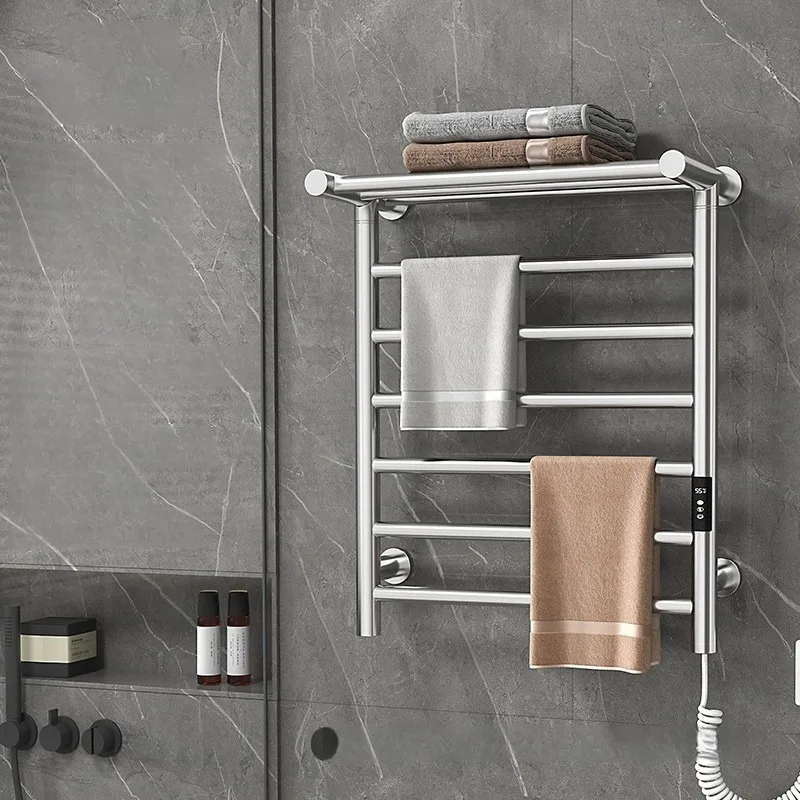 ราวแขวนผ้าเช็ดตัวไฟฟ้าอัจฉริยะ ราวแขวนผ้าเช็ดตัวในห้องน้ำ สแตนเลสติดผนัง ชั้นวางผ้าเช็ดตัวแบบให้ความร้อน ราวแขวนผ้าเช็ดตัวดีไซน์สวยงาม เครื่องทำความร้อนผ้าเช็ดตัว 1
