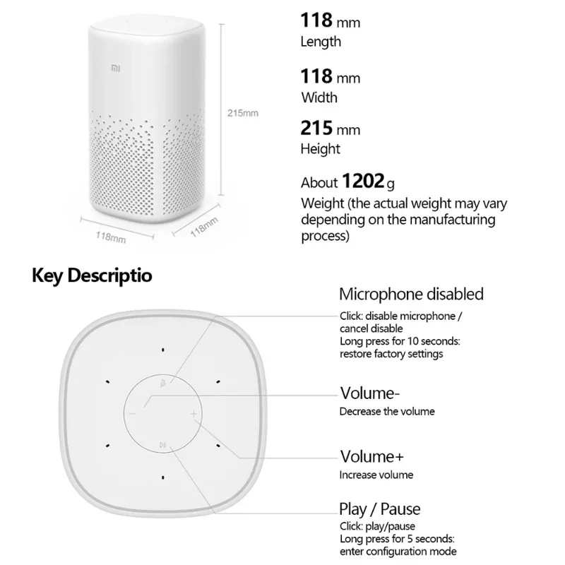 Xiaomi Xiaoai Smart Speaker Learning Bluetooth Voice Audio 360 - Main Image