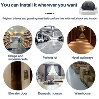 Caméra de Surveillance intelligente factice intérieure/extérieure, dôme domestique, fausse caméra de sécurité CCTV étanche avec lumières LED rouges clignotantes 3