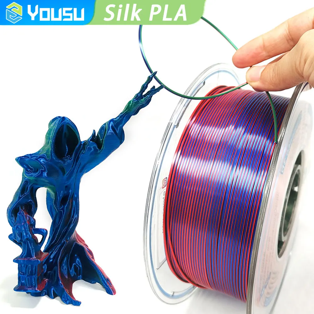 DD Silk PLA Filament Multicolor, 3D Printer Filament Tricolor PLA Filament  1.75mm Silk Red-Green-Blue Fit for Most FDM 3D Printers 