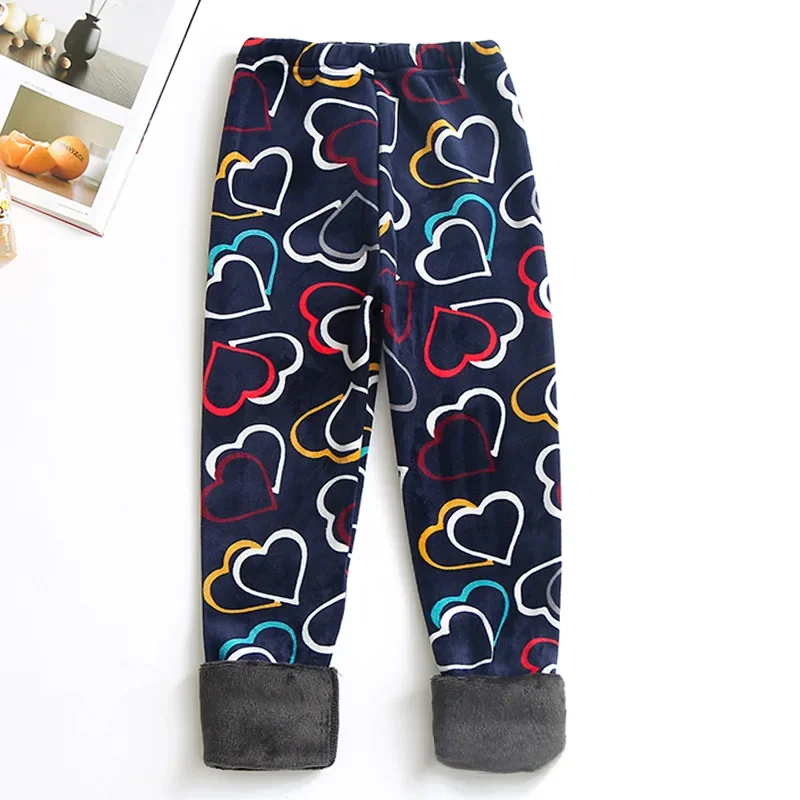 thumbnail image 1 of Pantalones forrados de lana para niñas, pantalones cálidos con estampado de estilo otoño/invierno para niños, ropa de abrigo para niños medianos, 1 of 4