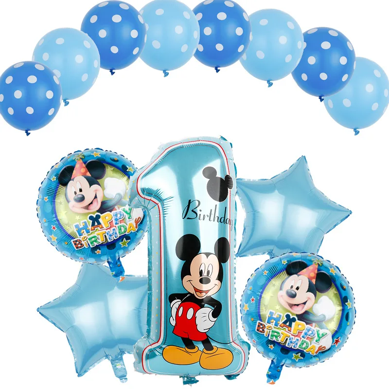 디즈니 미키 미니 알루미늄 풍선 세트,  생일 번호, 휴일 파티, 32 인치