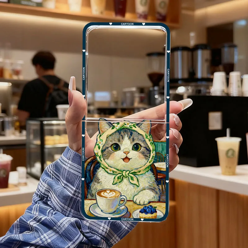 Korean Cartoon Cat Hard Folding Phone Case