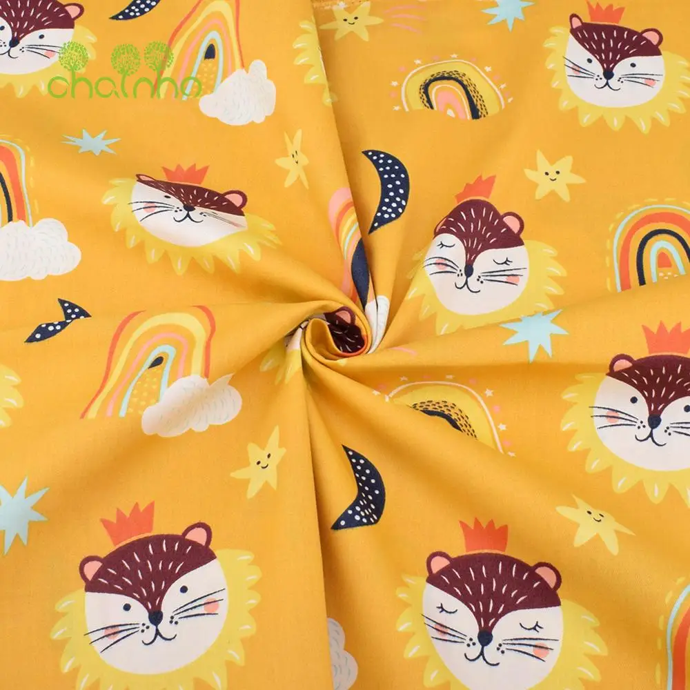 Chainho,Printed Twill Weave Cotton Fabric,DIY Sewing Quilting Material,Patchwork Cloth,6 Designs Cartoon Series,2 Sizes,15C142