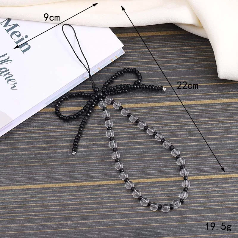 Fashion Love Bow Beaded Phone Chain Lanyard Jewelry for Women Cute Bear Crystal Loss Prevention Wrist Strap Tellphone Case Rope