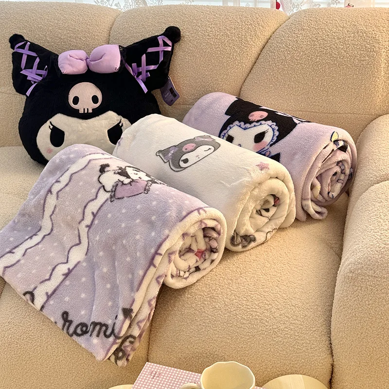 Sanrio Knit Fluffy Throw Blanket Hello Kitty Summer Blankets Kuromi Cinnamoroll My Melody Super Soft Lightweight Bedding Home 2