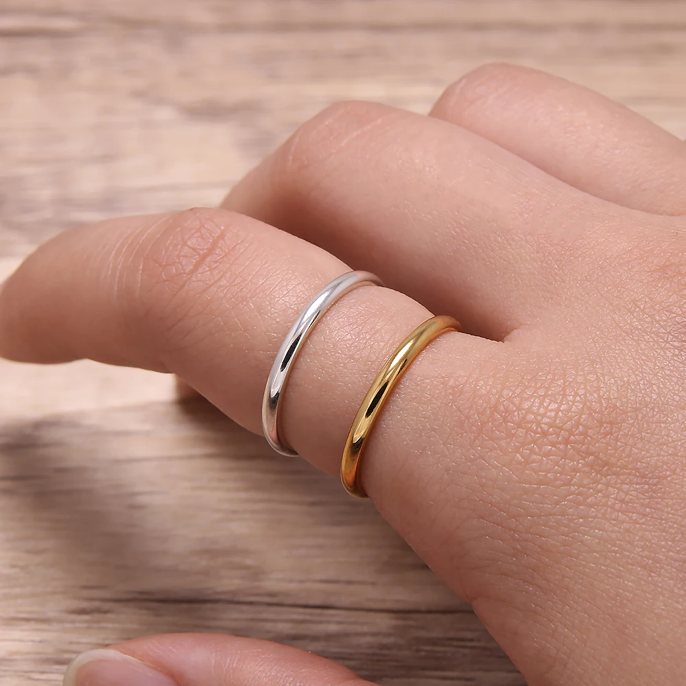 Real Pure 925 Sterling Silver Rings for Women And Men Simple Couple Ring Smooth Wedding Band for Lovers Name Engraved silver rings