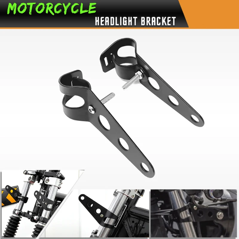 2pcs 범용 헤드라이트 장착 브래킷 턴 라이트 클립 28mm-48mm 프론트 포크 튜브 수정용 오토바이 액세서리
