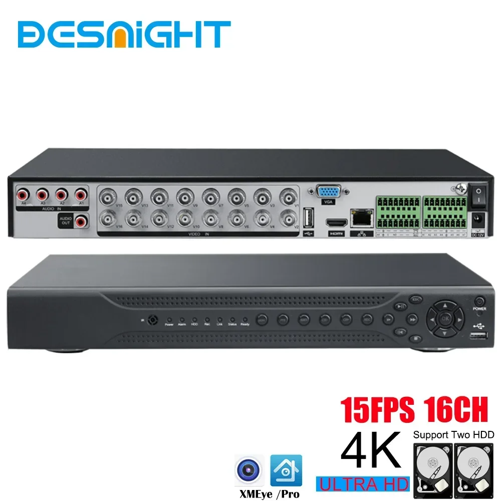 15Fps 4K 16Ch Cctv Dvr Recorder 6 In 1 Hybrid Nvr Dvr Security System 8Mp Xmeye Videoregistratore Di Sorveglianza Analogica 16 Canali 4K