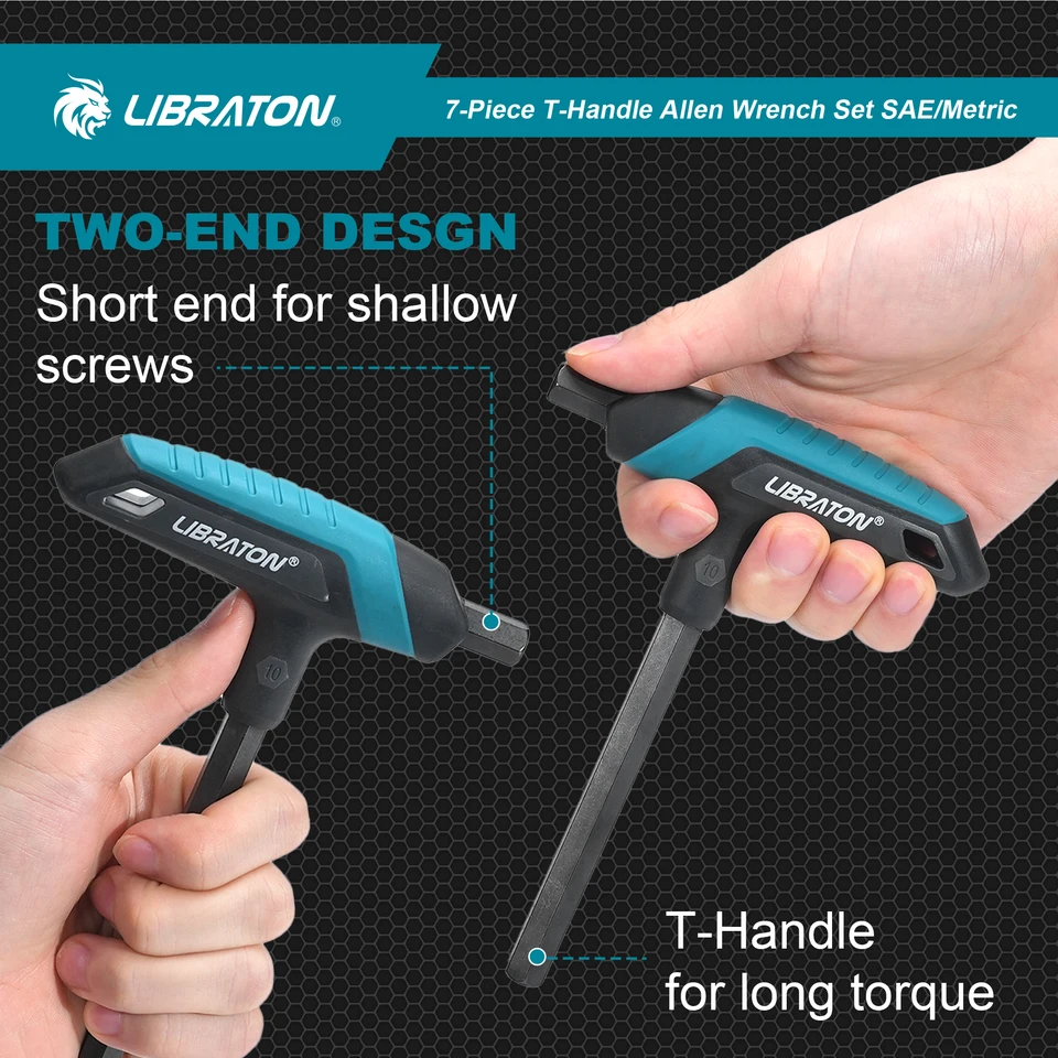 2pcs T-Handle Hex Key Wrench 2mm CR-V T-Key Inner Hexagon Spanner, Blue...
