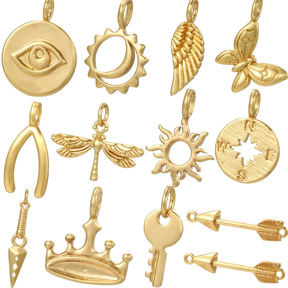 Niedliche Sonne Mond Charms für Schmuck herstellung liefert böse blaue Augen Dijes DIY Ohrringe Halskette Armband Gold Farbe baumeln