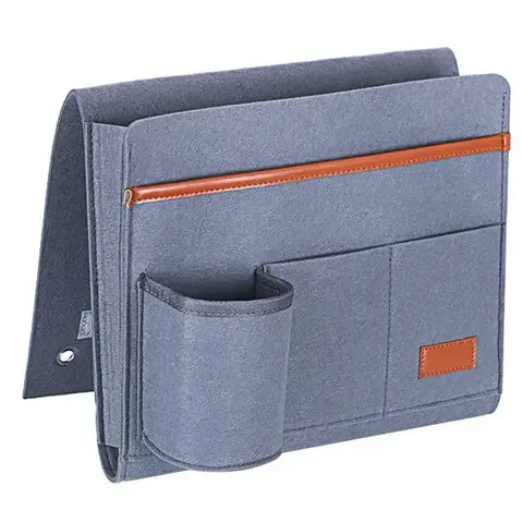 

Remote Control Hanging Caddy Bedside Couch Storage Organizer Bed Holder Felt Pockets Sofa Organizer Pockets Book Holders