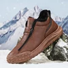 Mens Walking Shoes Winter Warm Cotton Leather Waterproof Flat Non-slip Zipper Snow Boots High-top Trendy Sneakers Man 3