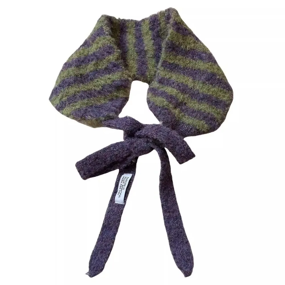 Wool Knitted Stripe Scarf Shawl Winter Wear