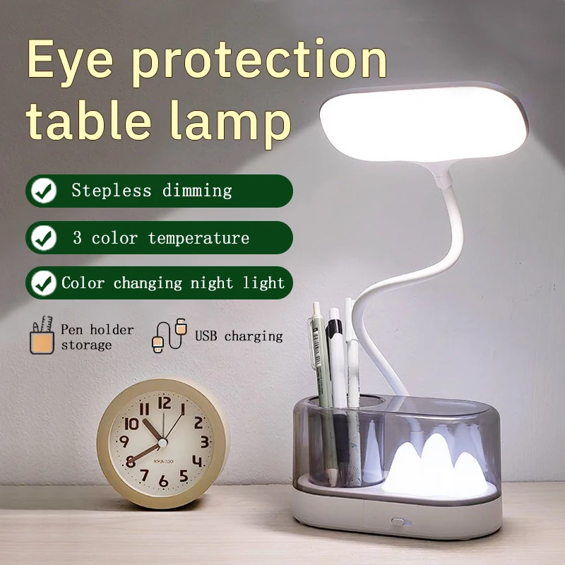 

Student Dormitory Study USB Charging LED Multi-Functional Eye Protection Brush Pot Table Lamp
