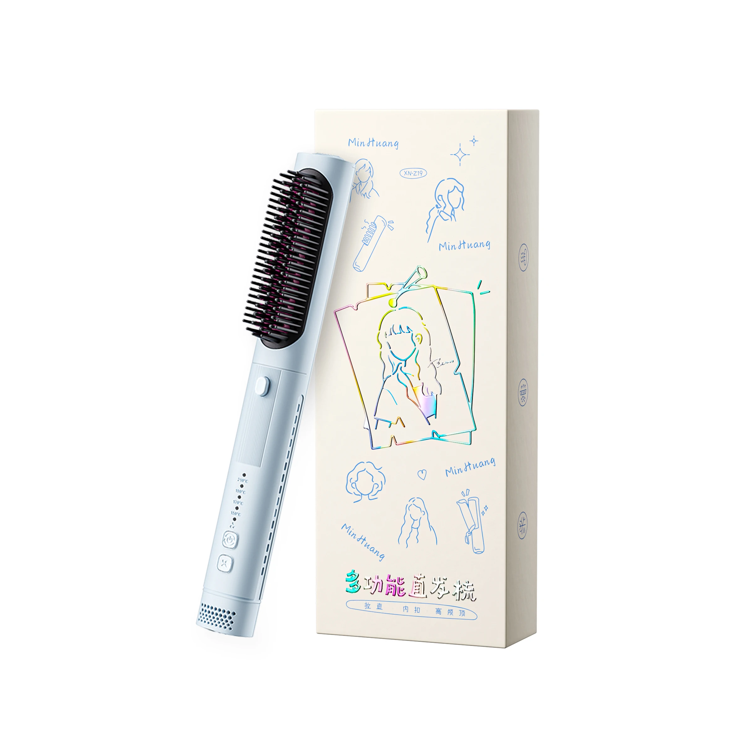 Lisseur de cheveux 3-en-1 interchangeable à air froid, peigne coiffant, fer à boucler rapide, chauffage rapide, ions négatifs, portable 1 Lisseur de cheveux 3-en-1 interchangeable à air froid, peigne coiffant, fer à boucler rapide, chauffage rapide, ions négatifs, portable 1