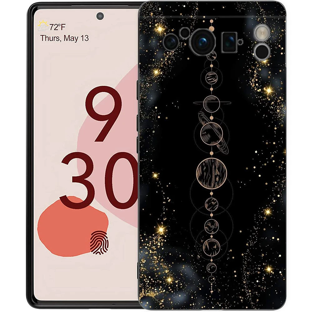 Celestial Night Art Silicone Shockproof Phone Case - Black Cover