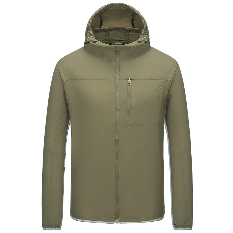 Men Summer Hooded Sun Protective Clothes Jacket Outdoor Tactical Skin Coat Lightweight Quick Dry Breathable Sports Hiking Jacket
