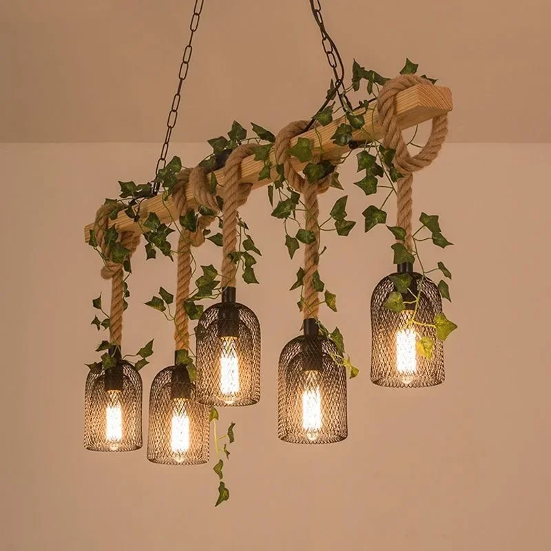 SAMAN American Country Pendant Lamp Retro Creativity Plant Music Restaurant Cashier Counter Bar Cafe Milk Tea Shop Chandelier 5