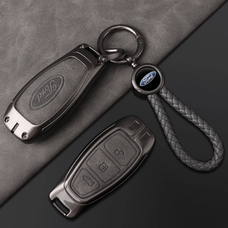 Key Case Key Case Cover Car Key Shell Car Leather Remote Key Case Fob Cover Shell for Ford Focus 3 4 ST Fiesta Fusion Kuga Ecosport Mondeo MK3 MK4 Protect Accessories