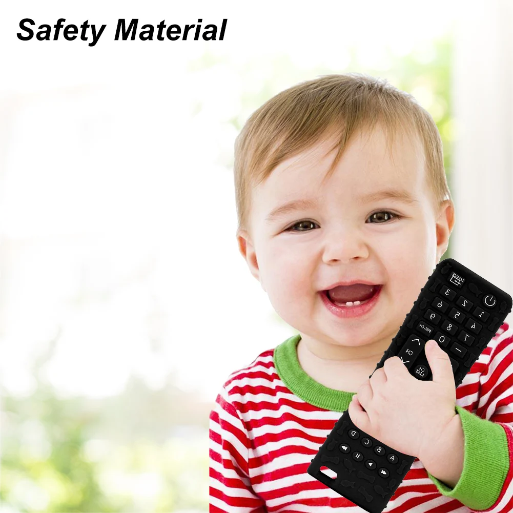 Silicone Baby Teether BPA Free Teething Chew Toy Black Remote Control
